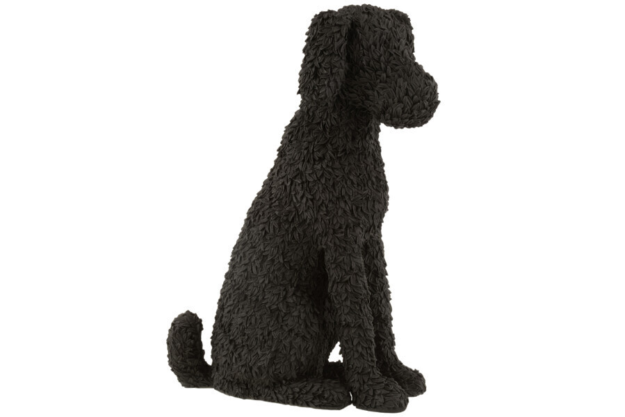 Hond Max Zittend Poly Zwart H 49 x B 17 x L 31 cm  (16026)
