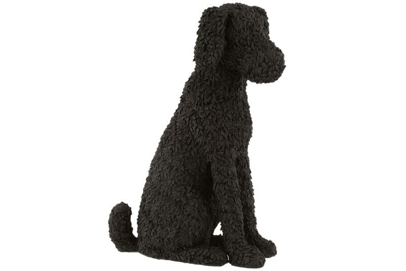 Hond Max Zittend Poly Zwart H 49 x B 17 x L 31 cm  (16026)