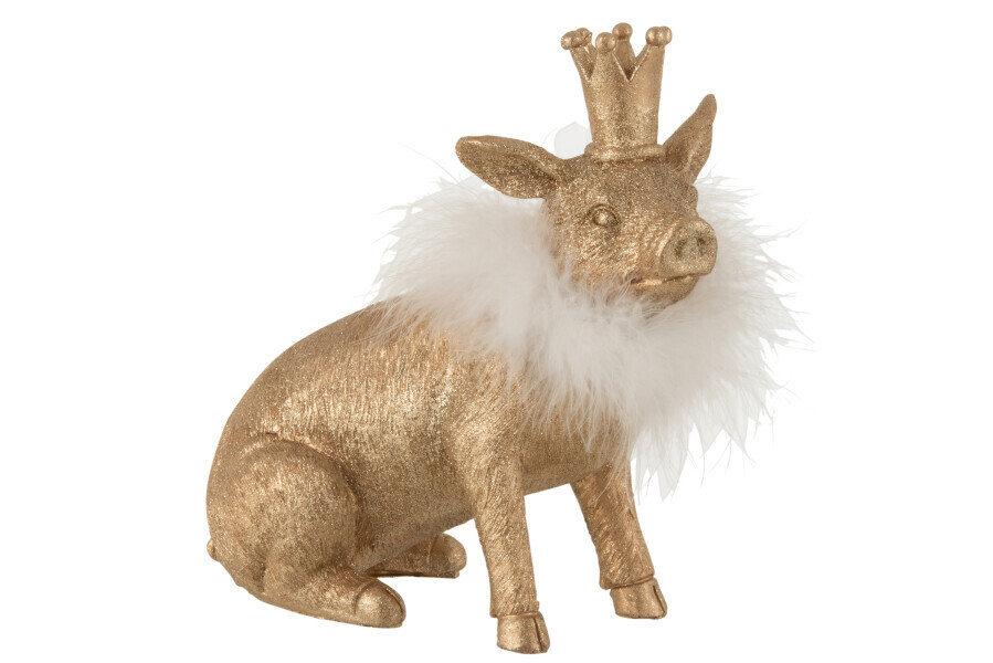 Varken Kroon Poly Goud Large H 22 x B 10 x L 21 cm  (16691)