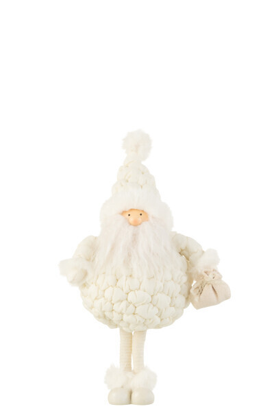 Kerstman Cadeau Tas Textiel Wit Small H 38 x B 15 x L 23 cm
 (35574)
