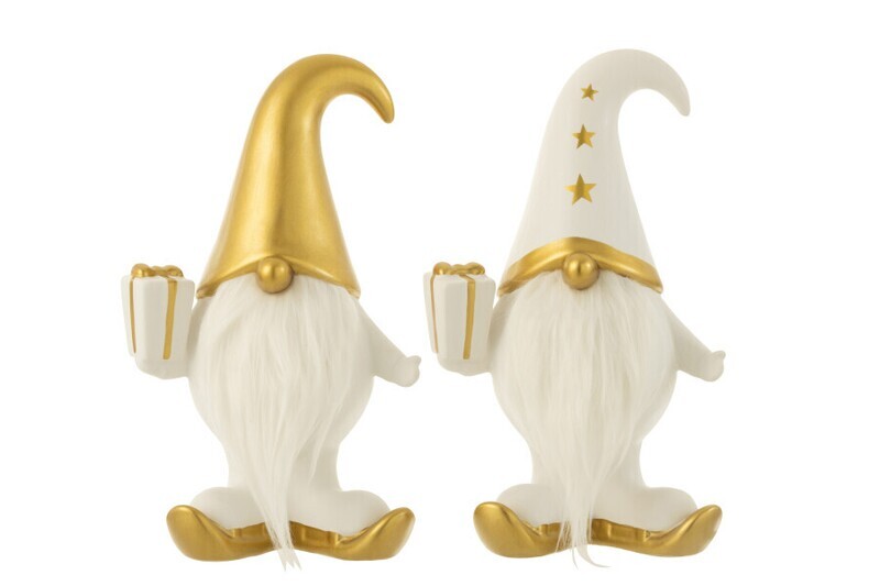 Kerstman Cadeau Vacht Dolomiet Wit/Goud Large Assortiment Van 2 H 29,3 x B 12,2 x L 17,2 cm (35684)