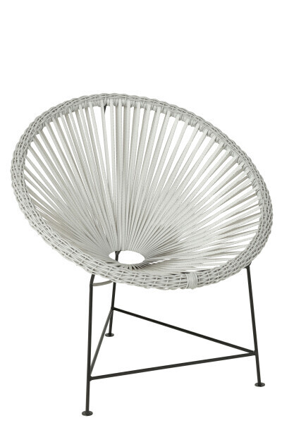Stoel Acapulco Metaal/Rotan Wit H 70 x B 80 x L 80 cm (23197)