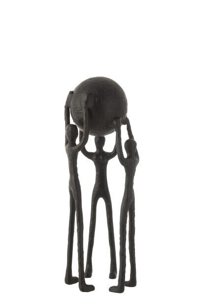 Figuur Persoon Kring Bal Aluminium Zwart H 46,5 x B 19 x L 16,5 cm  (23567)