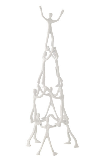 Figuur 9personen Piramide Aluminium Wit H 73 x B 27 x L 27 cm  (23580)