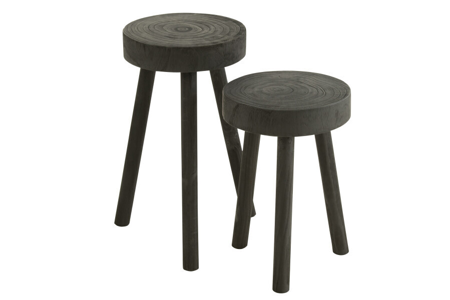Set Van 2 Krukjes Paulownia Hout Zwart H 56 x B 29 x L 29 cm
(23930)