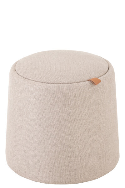 Poef/Bijzettafel Rond Textiel/Hout Beige H 42,5 x B 43,5 x L 43,5 cm  (25046)