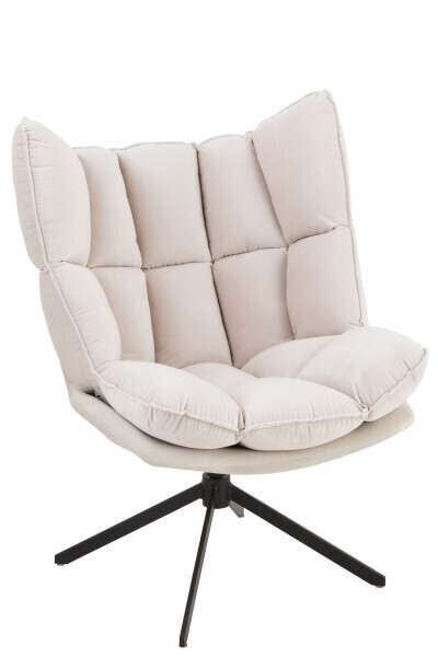 Stoel Relax Kussen Op Frame Textiel/Metaal Beige H 93 x B 73 x L 78 cm (25048)