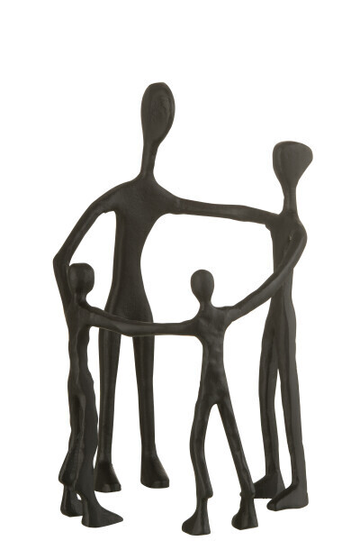 Figuur Familie Kring Aluminium Zwart H 31 x B 21 x L 22 cm (30225)