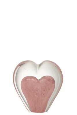 Presse-Papier Coeur Verre Rose Petit H 10 x L 4,5 x L 9,5 cm  (23476)