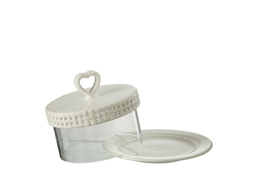 Cake Bord Onder Glas Keramiek Wit Small H 13 x B 16 x L 16 cm
(34651)