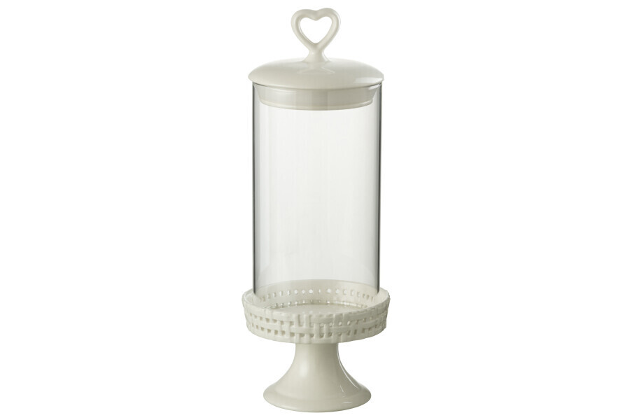 Cake Bord Onder Glas Keramiek Wit Medium H 31 x B 11,5 x L 11,5 cm
(34652)