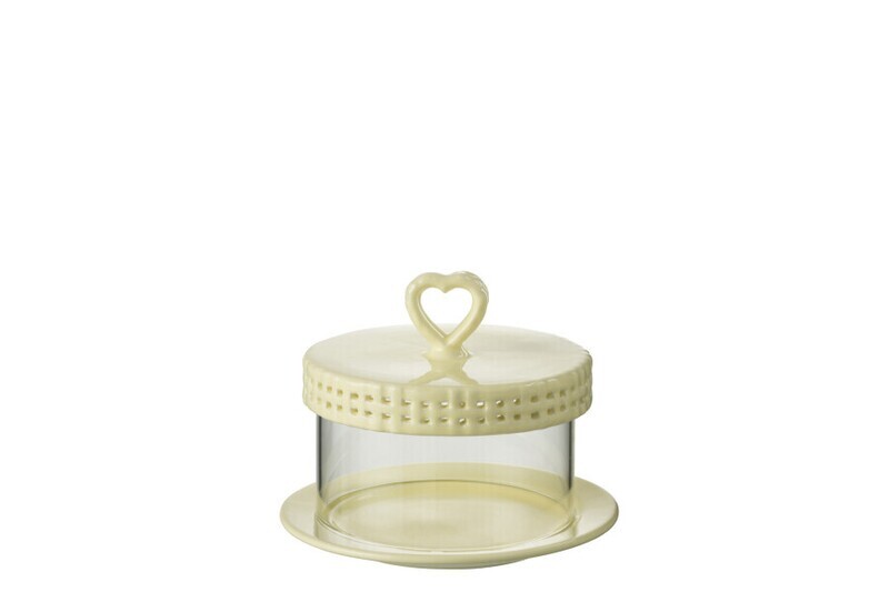 Cake Bord Onder Glas Keramiek Geel Small H 13 x B 16 x L 16 cm (34664)