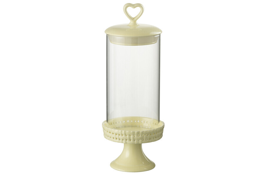 Cake Bord Onder Glas Keramiek Geel Medium H 31 x B 11,5 x L 11,5 cm (34665)