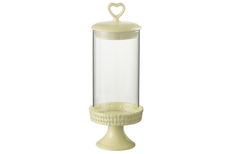 Cake Bord Onder Glas Keramiek Geel Medium H 31 x B 11,5 x L 11,5 cm (34665)