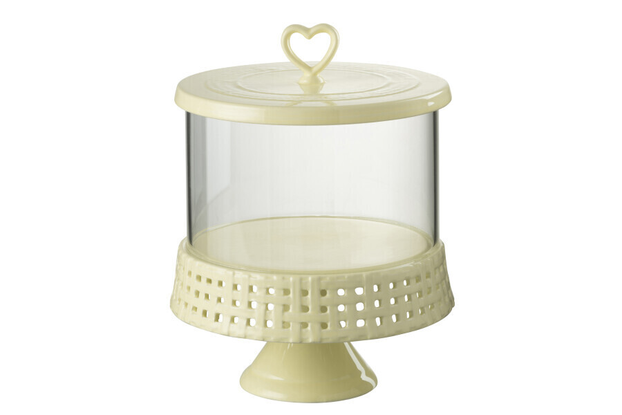Cake Bord Onder Glas Keramiek Geel Large H 30 x B 22 x L 22 cm (34666)