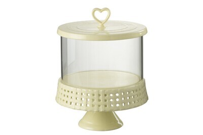 Cake Bord Onder Glas Keramiek Geel Large H 30 x B 22 x L 22 cm (34666)