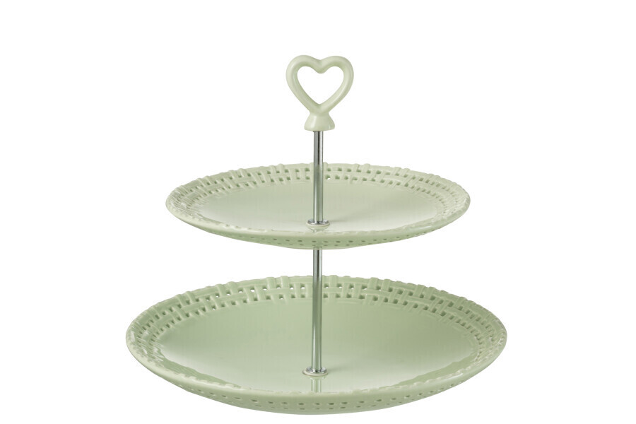 Bord 2 Lagen Keramiek Groen H 23 x B 25,5 x L 25,5 cm
 (34676)