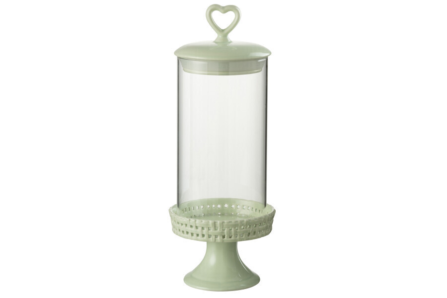 Cake Bord Onder Glas Keramiek Groen Medium H 31,5 x B 12 x L 12 cm
 (34678)