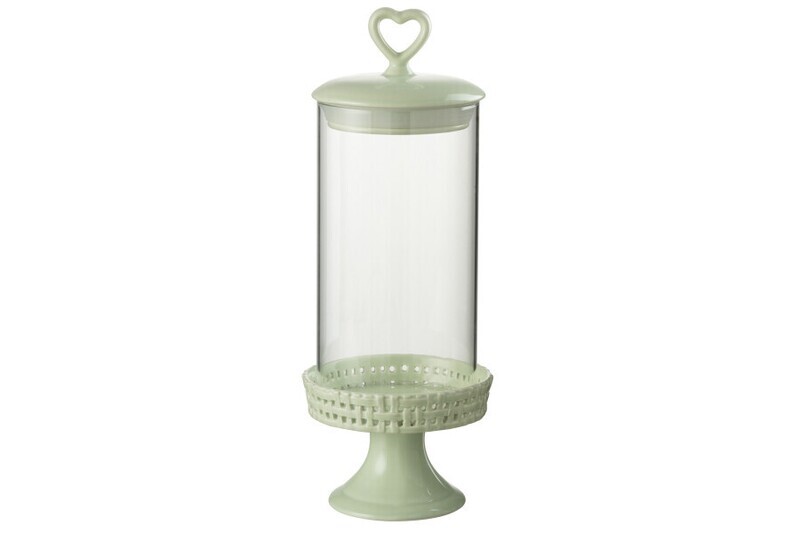 Cake Bord Onder Glas Keramiek Groen Medium H 31,5 x B 12 x L 12 cm
 (34678)