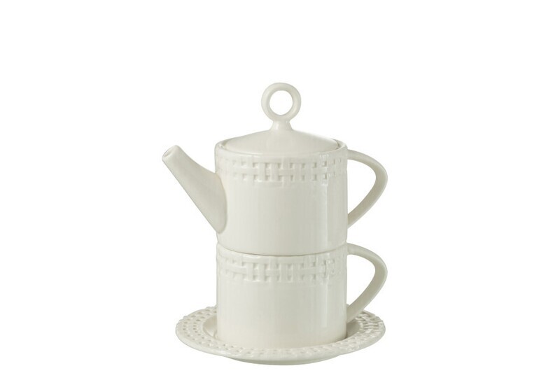 Theepot And Theemok Keramiek Wit H 22  x B 16,5 x L 18 cm
(34643)