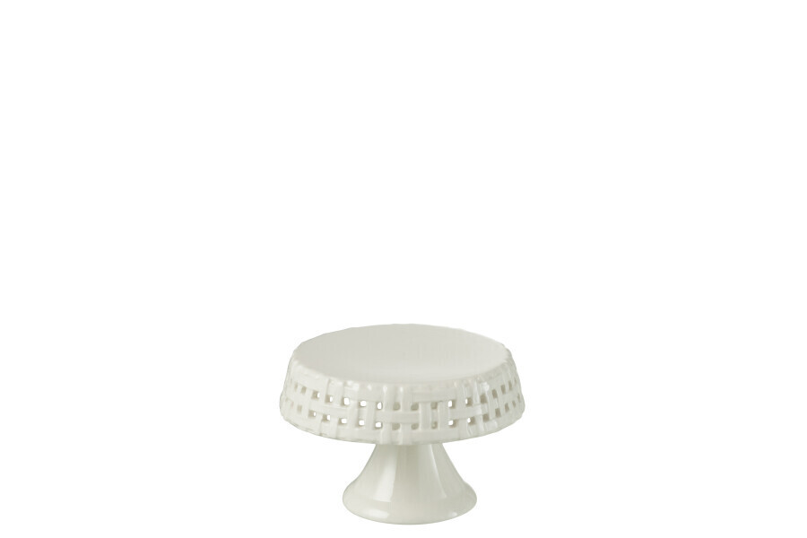 Cake Bord Keramiek Wit Small H 7 x B 11 x L 11 cm (34647)