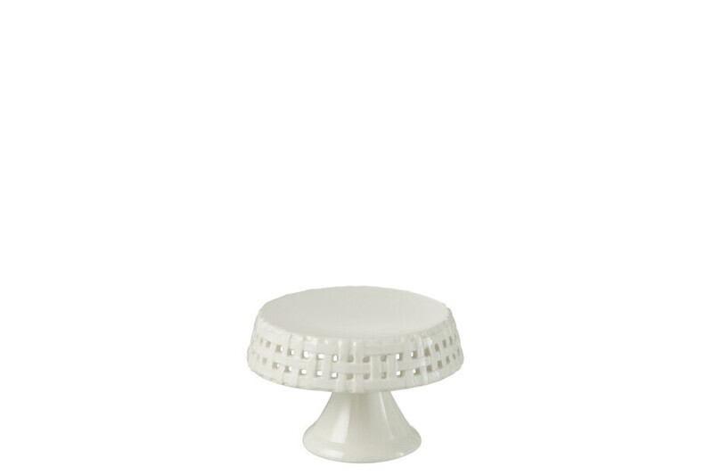 Cake Bord Keramiek Wit Small H 7 x B 11 x L 11 cm (34647)