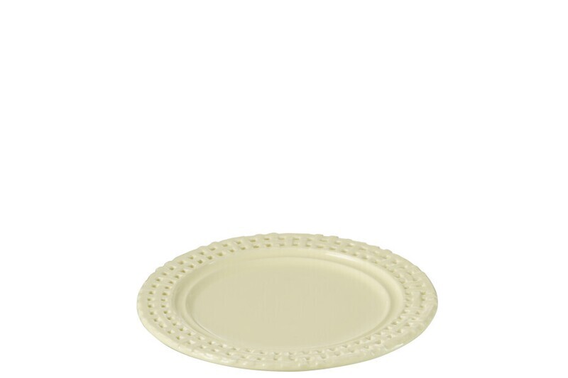 Bord Rond Keramiek Geel (4 stuks) H 2 x B 20 x L 20 cm  (34657)