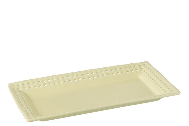 Bord Rechthoekig Keramiek Geel (4 stuks) H 3,5 x B 17,5 x L 32 cm (34659)