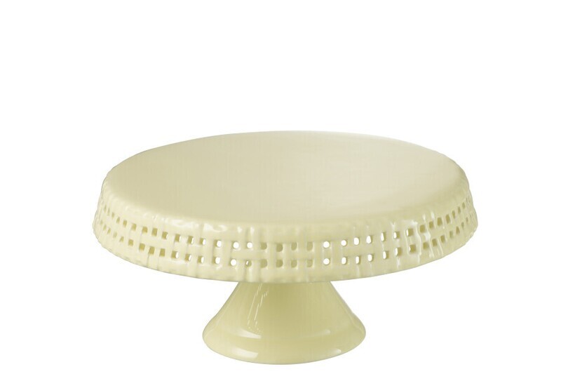Cake Bord Keramiek Geel Medium H 12 x B 25 x L 25 cm  (34661)