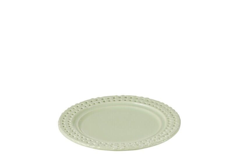 Bord Rond Keramiek Groen (4 stuks) H 2 x B 20 x L 20 cm  (34670)