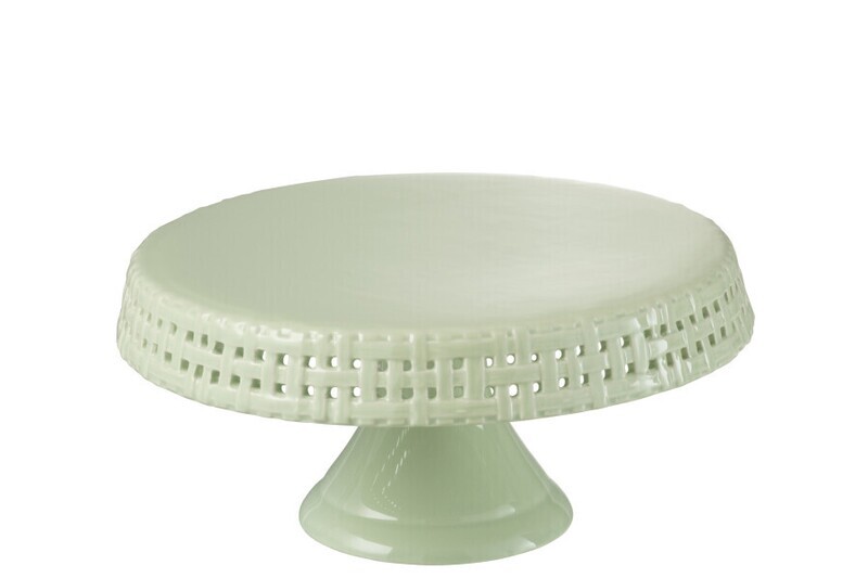 Cake Bord Keramiek Groen Medium H 12 x B 25 x L 25 cm (34674)