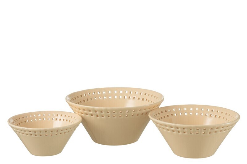 Set Van 3 Kom Keramiek Perzik Small/Medium/Large H 9 x B 20 x L 20 cm (34680)