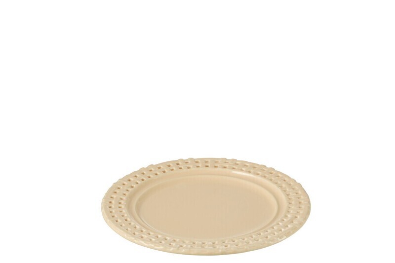 Bord Rond Keramiek Perzik (4 stuks) H 2 x B 20 x L 20 cm  (34683)