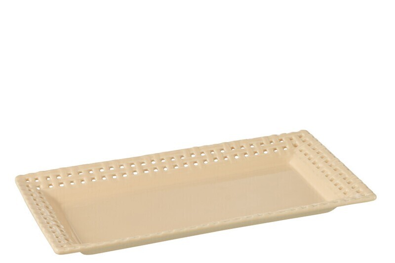 Bord Rechthoekig Keramiek Perzik (4 stuks) H 3,5 x B 17,5 x L 32 cm  (34685)