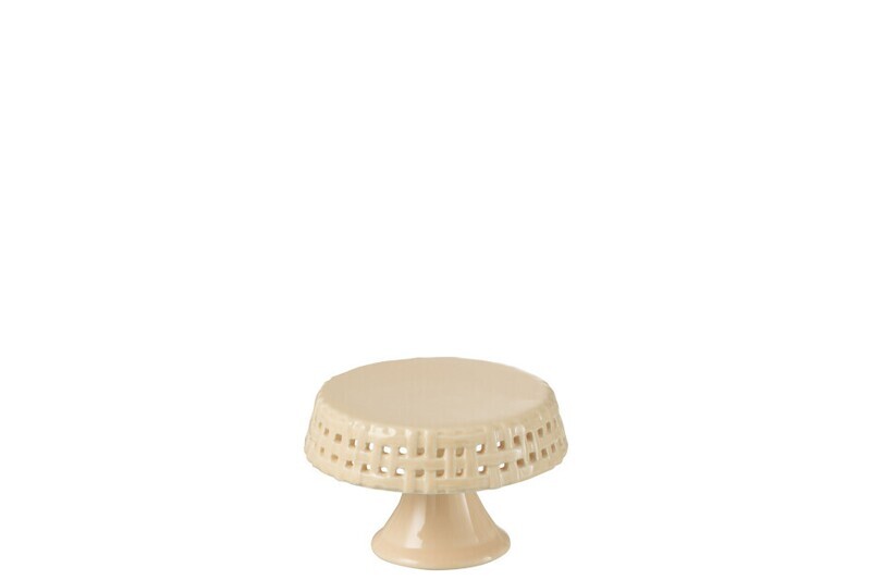 Cake Bord Keramiek Perzik Small H 7 x B 11 x L 11 cm (34686)