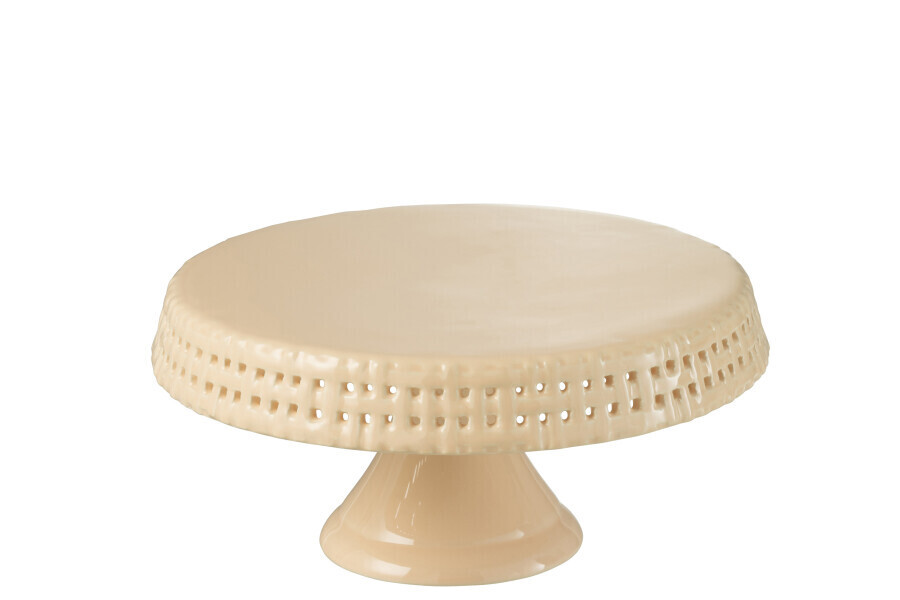 Cake Bord Keramiek Perzik Medium H 11,5 x B 25 x L 25 cm  (34687)