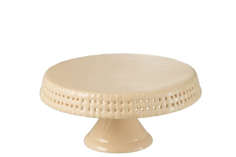 Cake Bord Keramiek Perzik Medium H 11,5 x B 25 x L 25 cm  (34687)