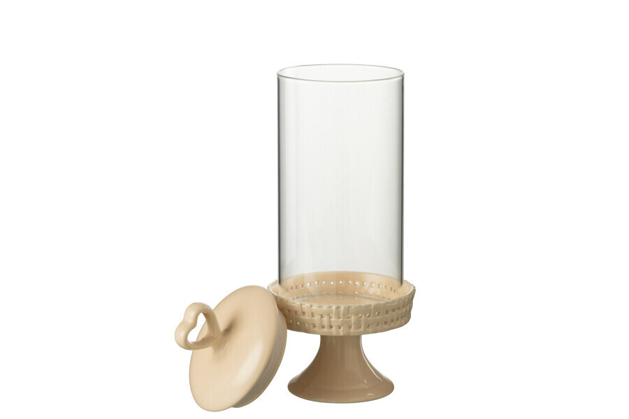 Cake Bord Onder Glas Keramiek Perzik Medium H 31 x B 11,5 x L 11,5 cm (34691)