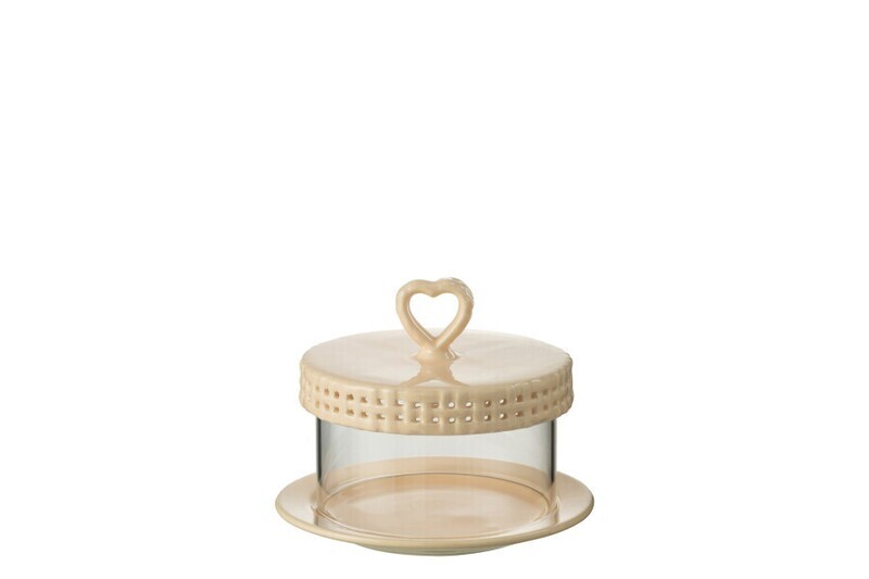 Cake Bord Onder Glas Keramiek Perzik Small H 13 x B 16 x L 16 cm (34690)