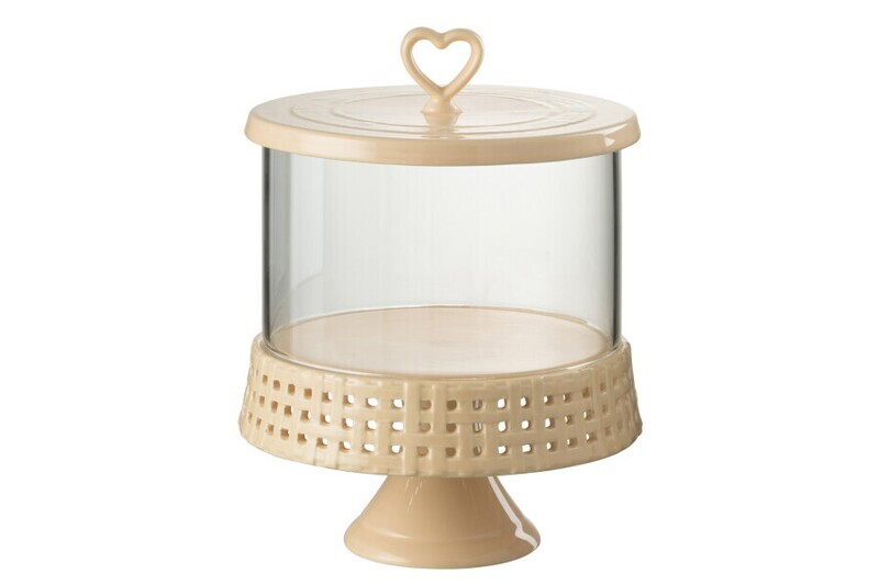 Cake Bord Onder Glas Keramiek Perzik Large H 29 x B 22 x L 22 cm  (34692)