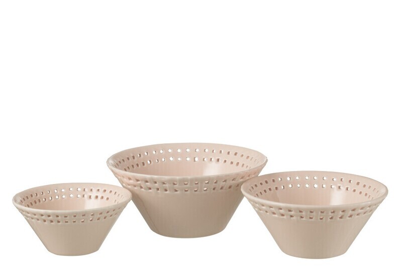 Set Van 3 Kom Keramiek Roze Small/Medium/Large H 9 x B 20 x L 20 cm (34693)