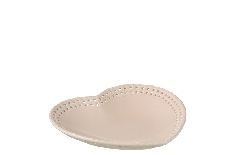 Bord Hartvorm Keramiek Roze (4 stuks) H 4 x B 22 x L 22 cm  (34697)