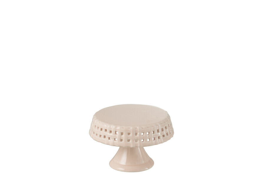 Cake Bord Keramiek Roze Small H 7 x B 11 x L 11 cm  (34699)