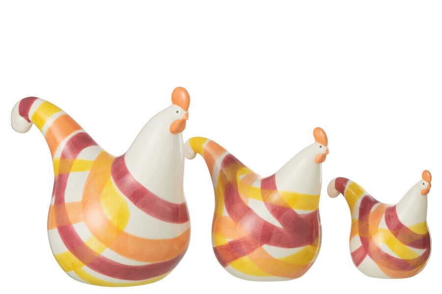 Set Van 3 Hanen Lijnen Dolomiet Oranje Mix (40107)
