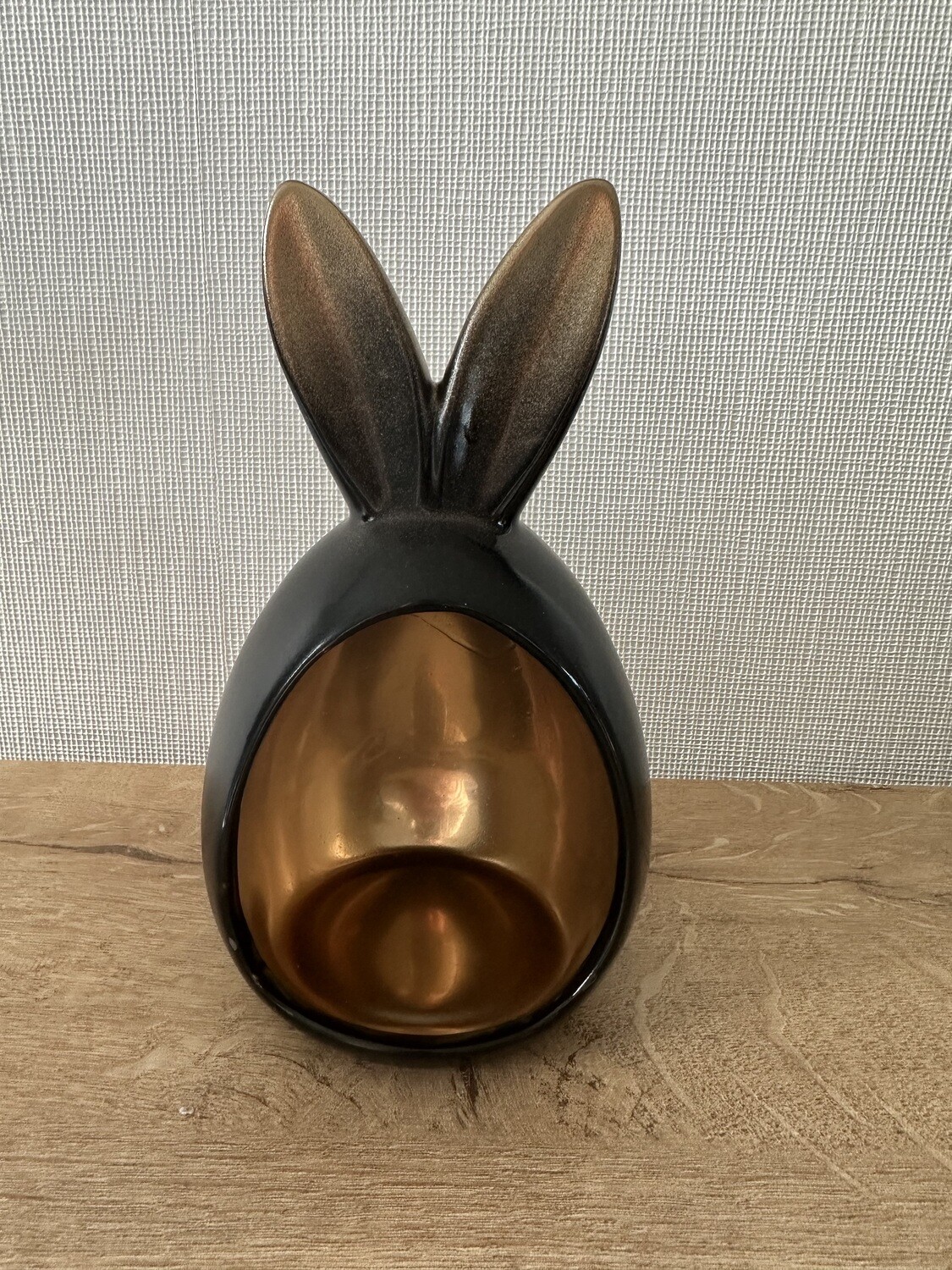 Paasdeco konijn zwart/goud H 18,5 x B 10 x L 10 cm