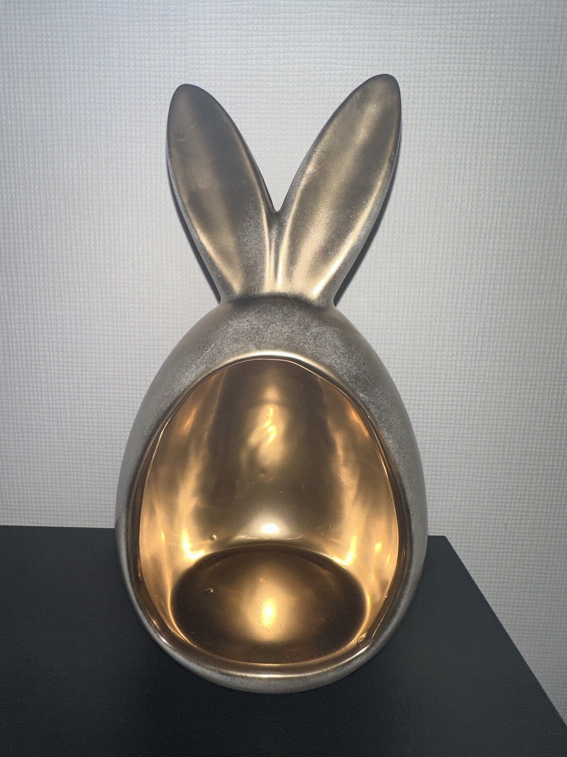 Paasdeco konijn wit/goud H 18,5 x B 10 x L 10 cm
