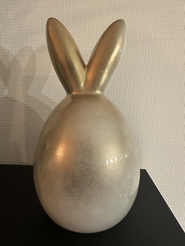 Paasdeco konijn wit/goud H 18,5 x B 10 x L 10 cm