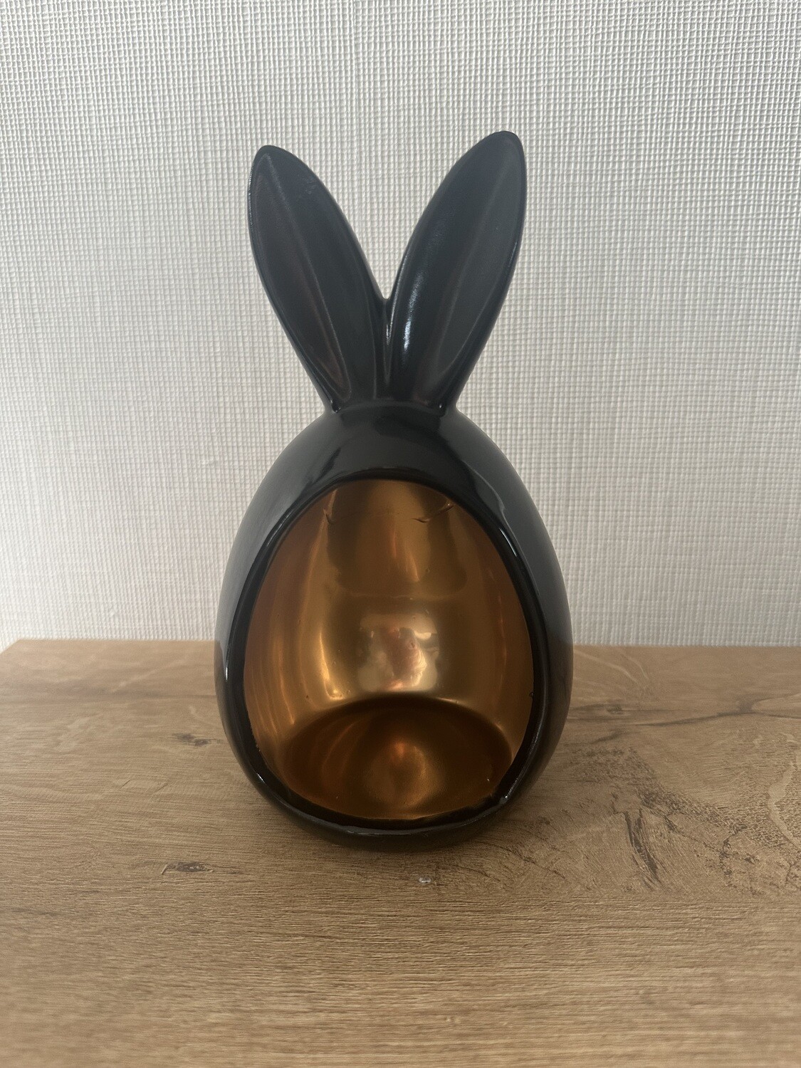 Paasdeco konijn zwart/goud H 18,5 x B 10 x L 10 cm