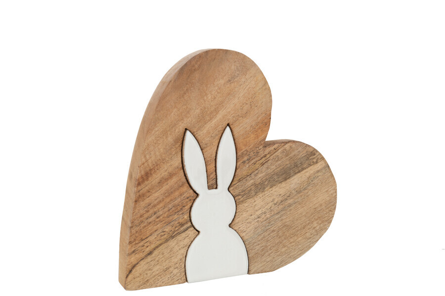 Konijn Silouet Hart Puzzel Mango Hout Naturel Wit Large H 22,5 x B 3 x L 22,5 cm  (20928)