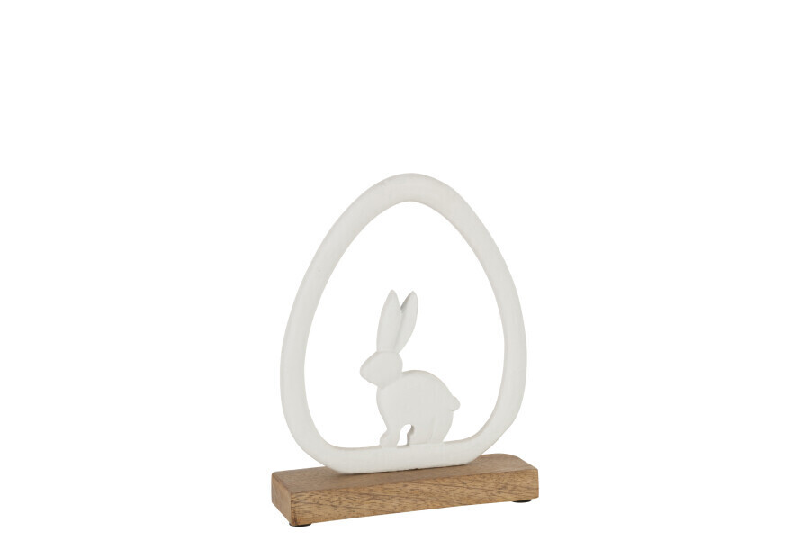 Konijn Ei Mango Hout/Ijzer Wit Naturel H 29,5 x B 3,5 x L 19,5 cm (20933)
